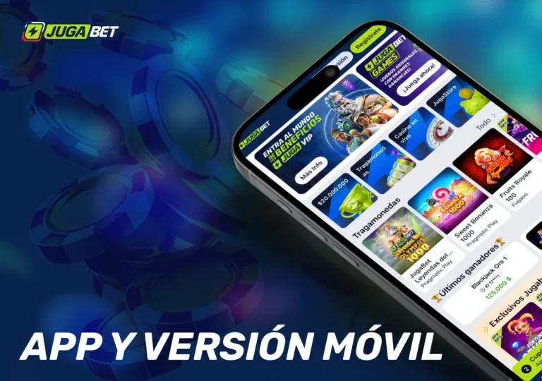 Casino de JugaBet abierto desde el navegador móvil y desde la app Android