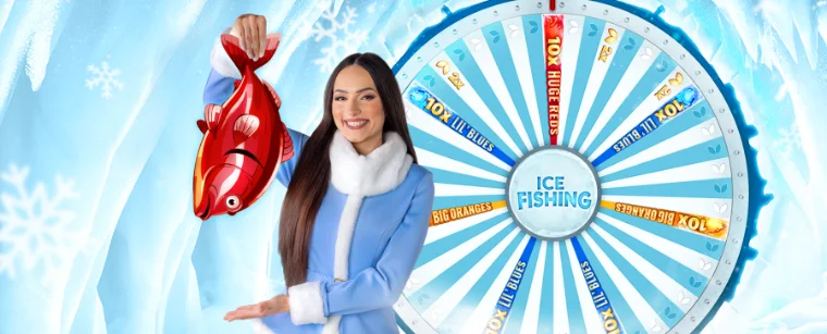 Rueda de 53 segmentos de Ice Fishing con Lil Blues, Big Oranges y Huge Reds