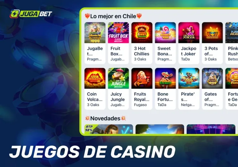 Categorías de juego del casino de JugaBet: slots, mesas y juegos rápidos